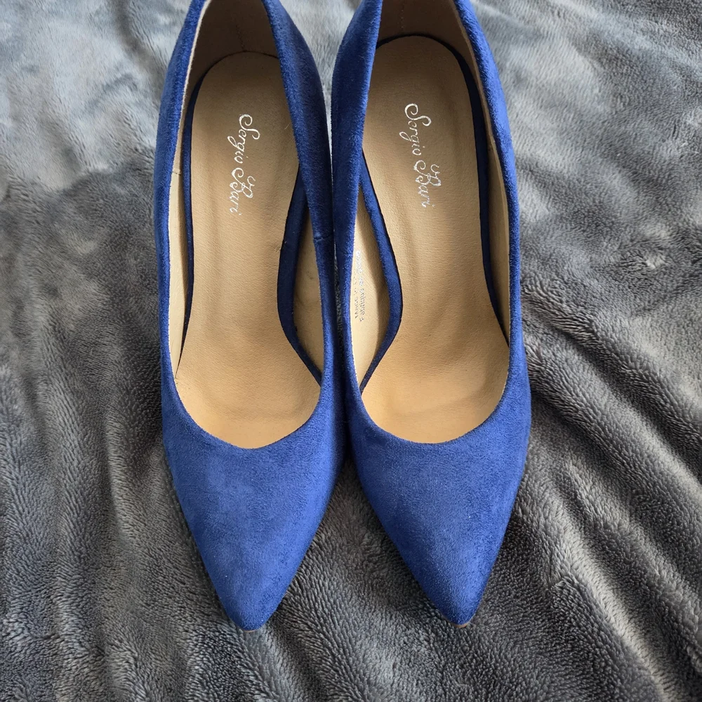 Sergio Bari Royal Blue Suede Heels - Picture 8 of 13